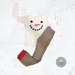 Gymboree | size 8 EUC Snowman pjs with striped matching pants.
